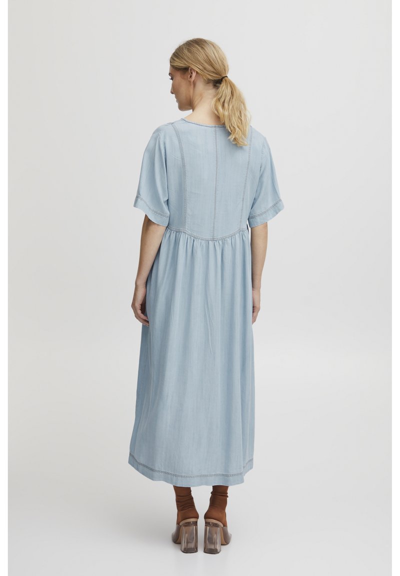 Bykanilla Wide Leg Textured Trousers by B-Young - Denim Blue