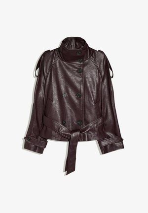 Bershka, Veste en similicuir - dark red