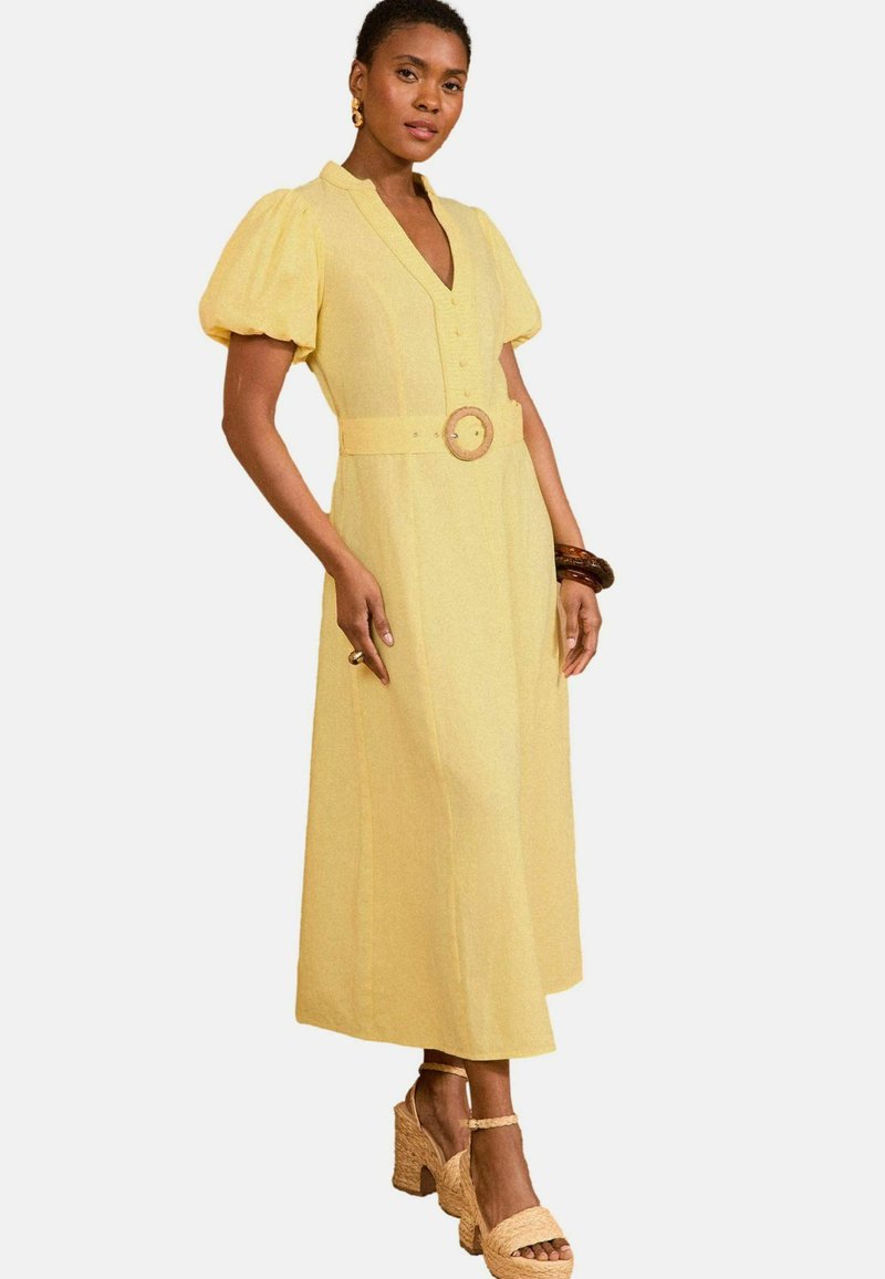 Love & Roses REGULAR FIT - V-NECK PUFF SLEEVE MIDI - Dnevna haljina - yellow