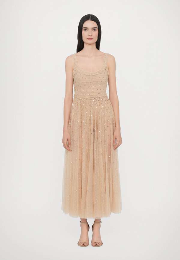 SEQUIN GISELLE SMOCKED CAMI ANKLE GOWN - Occasion wear - butterscotch
