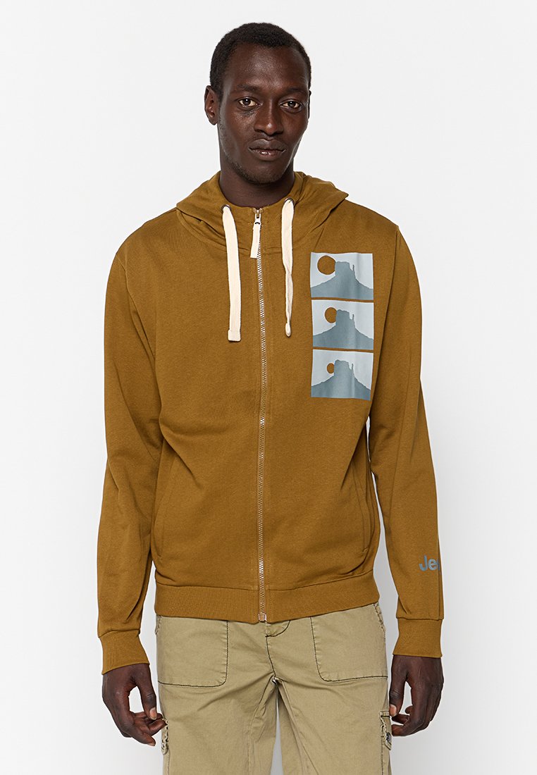 Jeep Sweater met rits cognac