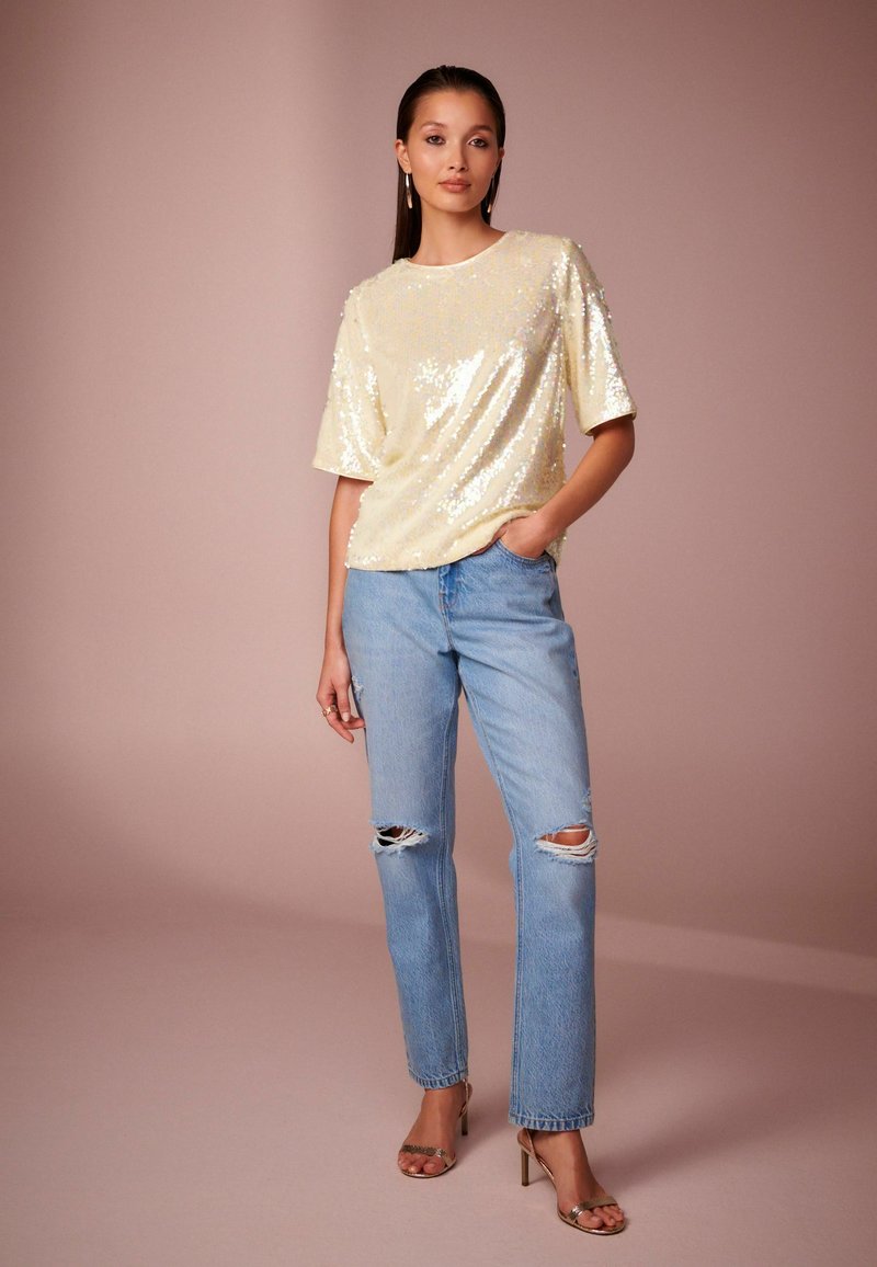 Next SEQUIN - REGULAR FIT - Bluză - cream