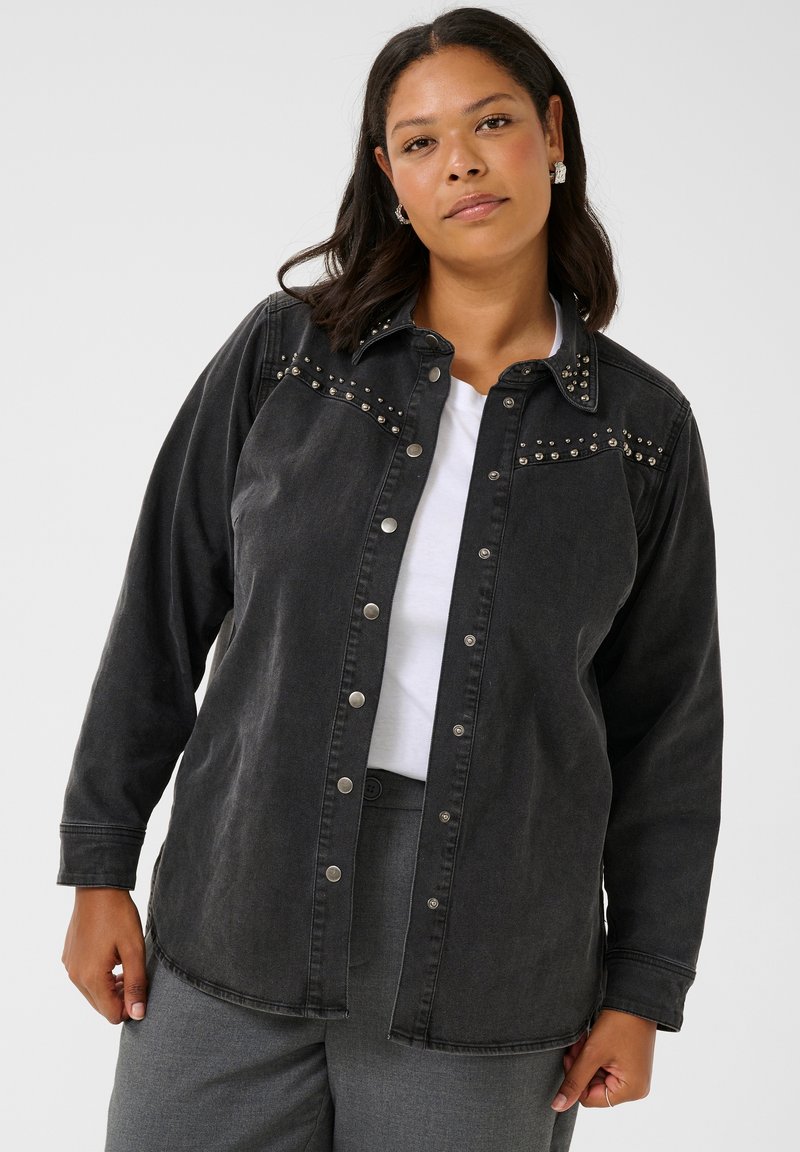 Kaffe Curve KCLOULA - Τζιν μπουφάν - black washed denim