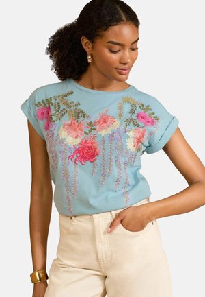 Tričko s potlačou - light blue floral