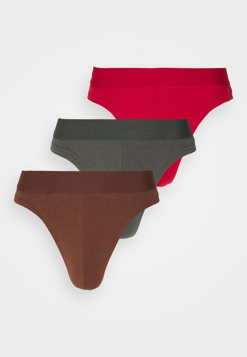Herren Unterhosen | Pier One 3 PACK Slip dark grey/brown/red/dunkelgrau - FB32013 Herren Unterhosen | Pier One 3 PACK Slip dark grey/brown/red/dunkelgrau - FB32013