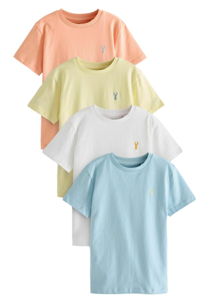 Next 4 PACK STAG EMBROIDERED SHORT SLEEVE - Jednoduché tričko - multi pastel