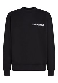 Sudadera negra de algodón, con un cuello redondo acanalado y puños. Incluye el logo en blanco "KARL LAGERFELD" en la parte delantera.
