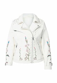 STICKEREI ZIERNIETEN - Veste en similicuir - off white