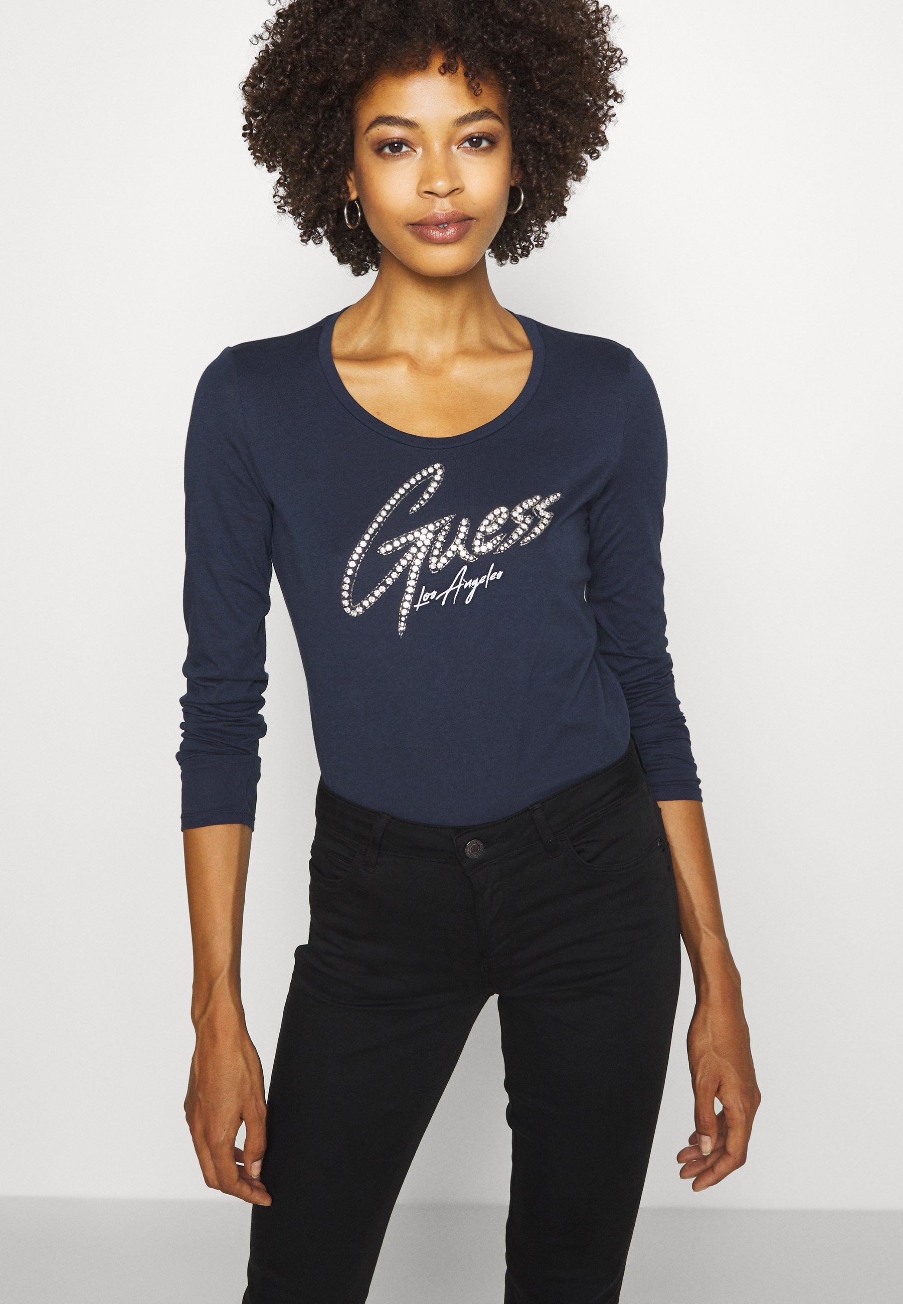 Guess CAMILLA Topper langermet blue navy Zalando.no Guess ICON TEE - Topper langermet - blue navy