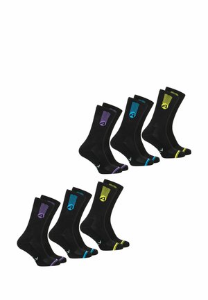 Athena LOT DE 6 PAIRES DE DRY - Chaussettes - noir et jaune noir et bleu noir et violet