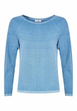 Hele sinine kudumipehme särk pikkade varrukatega, millel on soonikkoes ja lai kaelus. Kanga pinnal on õrn muster.