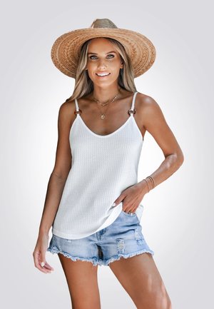 Cupshe CLOUD TEXTURED O RING CAMI STRAPS  - Débardeur - white
