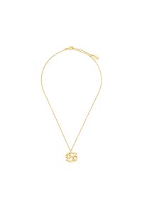 Złocona naszyjnik z delikatnym łańcuchem i minimalistycznym zawieszką w kształcie znaku zodiaku Rak. Gładka tekstura z błyszczącym wykończeniem.