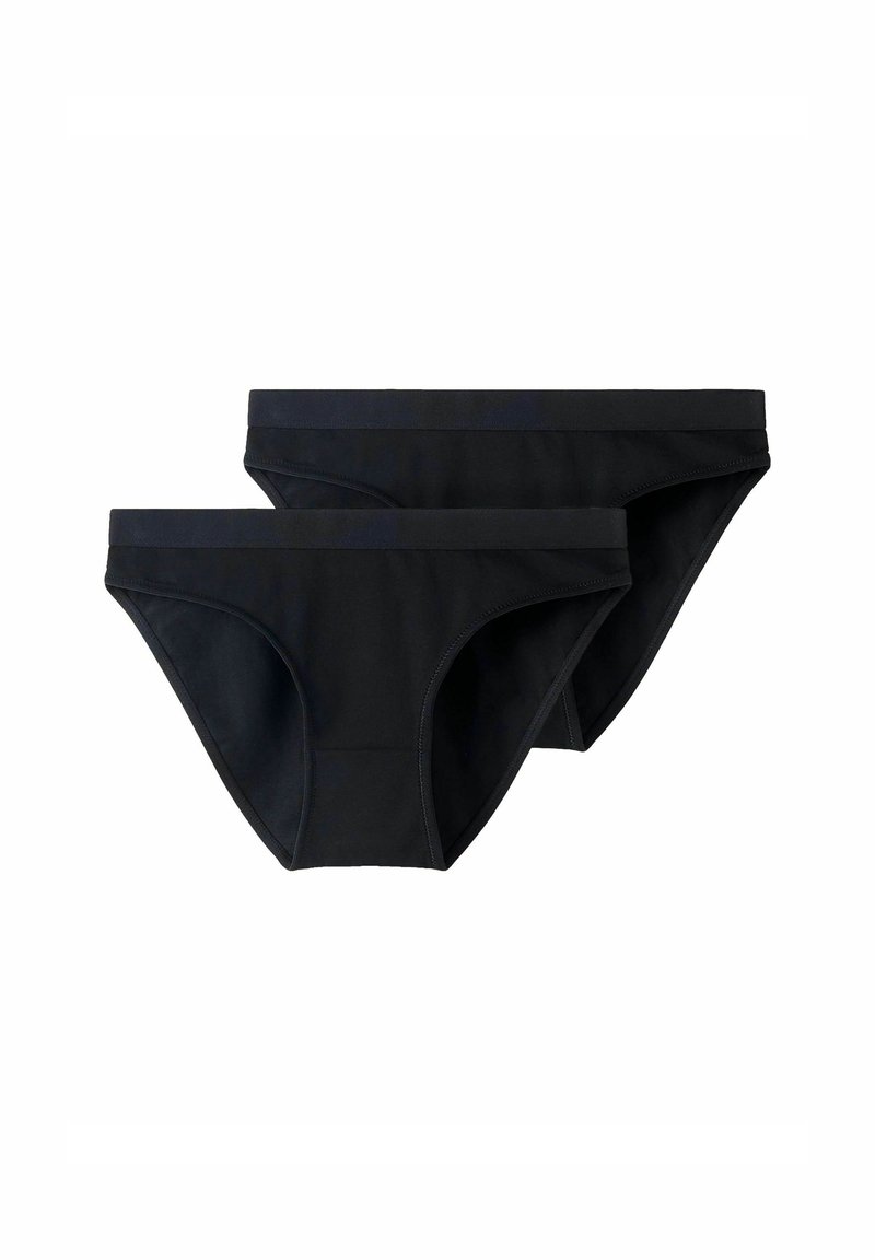 Lot de deux slips en coton noir, présentant une texture lisse, une taille élastique et un design classique. Convient pour une utilisation quotidienne.