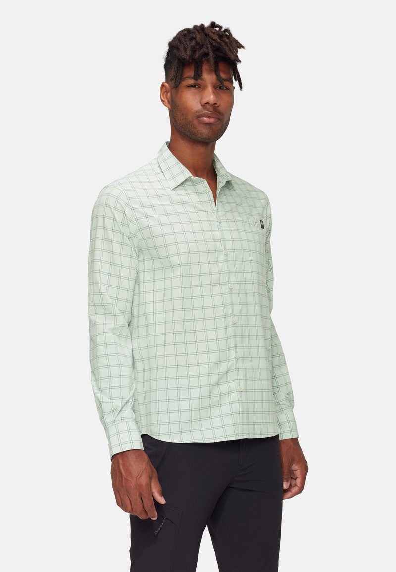 Camicia a maniche lunghe verde chiaro con motivo a quadretti e colletto botton-down; realizzata in un tessuto morbido con una vestibilità comoda.