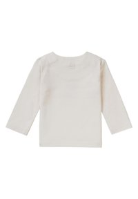 Langarmshirt van off-white katoen, met een ronde halslijn en eenvoudige gestikte details. Glad textuur, geen patronen of accenten.