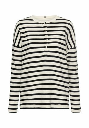 MIT KNOPFVERSCHLUSS - Langarmshirt - caviar stripes