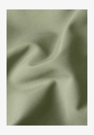 Lichtgroene stof met een strakke weving, met zachte plooien en een gestructureerd oppervlak.