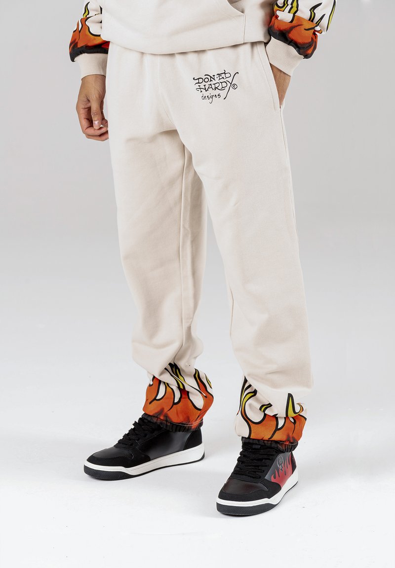 Ed Hardy - LIGHTNING-FIRE JOGGER - Tracksuit bottoms - ecru, Enlarge