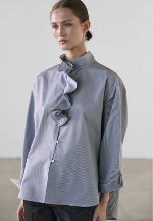 Massimo Dutti WITH GATHERED DETAILING 05111711 - Košilová halenka - dark blue