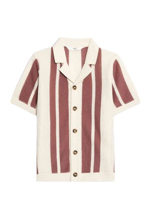 PURE COTTON KNITTED REVERE SHIRT - Shirt - burgundy mix