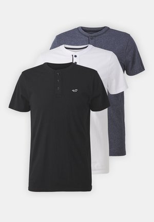 Hollister Co. 3 PACK - Paprasti marškinėliai - white/navy/black