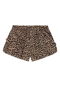 Shorts con stampa leopardata con vita elastica, caratterizzati da una base color sabbia e macchie nere, realizzati in tessuto morbido per il massimo comfort.