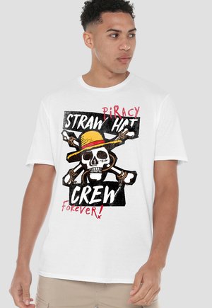 ONE PIECE STRAW HAT CREW - Print T-shirt - white