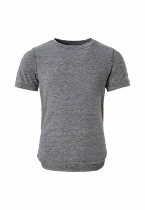 Heather grijze korte mouwen T-shirt met ronde hals, gemaakt van zacht, licht materiaal met een slim fit en zonder zichtbare logo's of patronen.