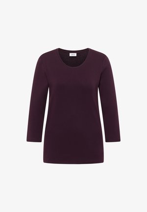 Burgunder Longsleeve-T-Shirt mit Rundhalsausschnitt, aus glattem Stoff gefertigt, im regular Fit und minimalistischem Design.