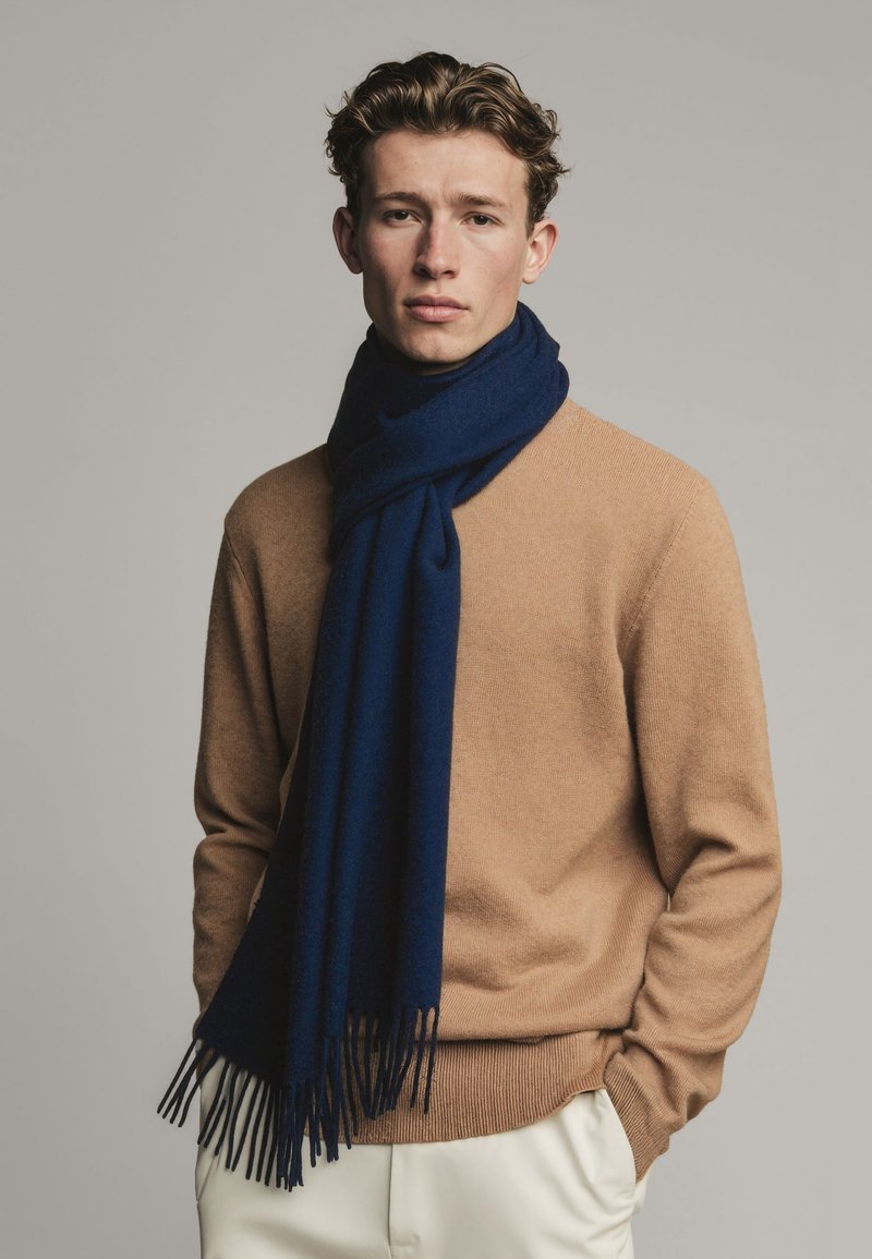 Dante Zijde Cashmere Sjaal | Brique Marine Print | Piet Koopmans