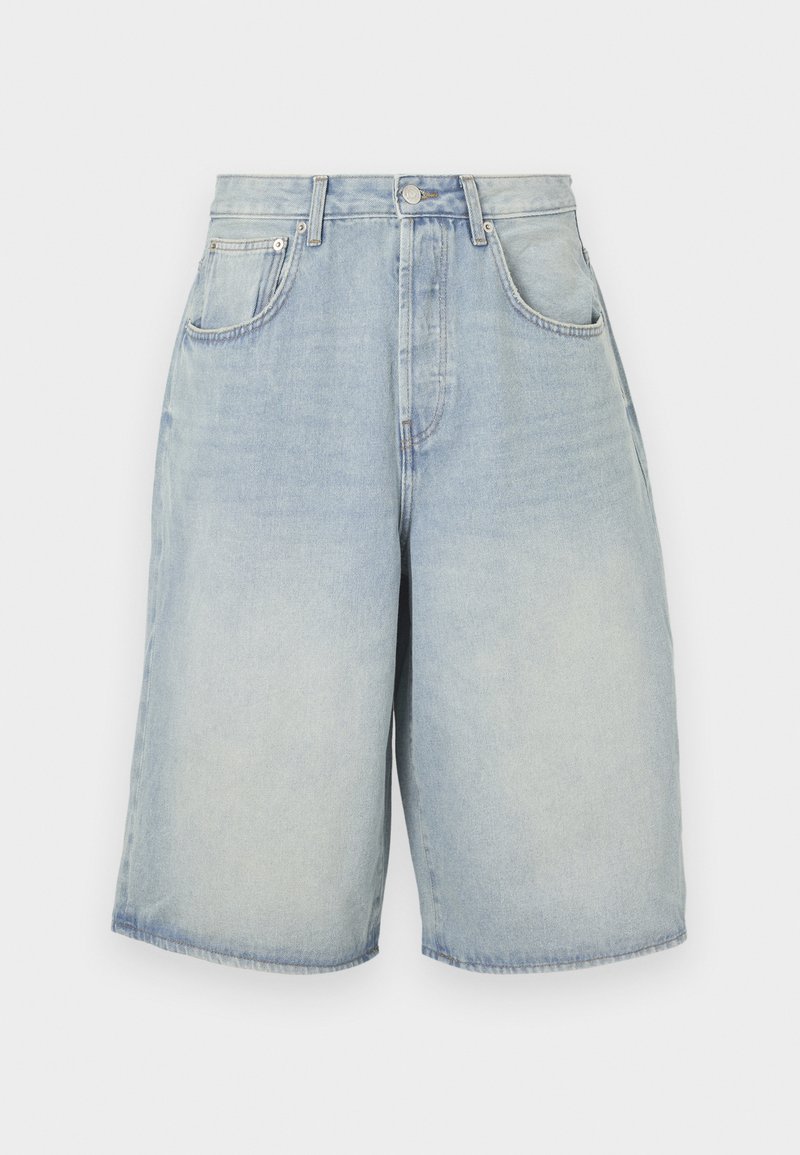 HZQIFEI Heren jeansshorts oversized rechte pijpen hoge taille zomer denim shorts met trekkoord, Blauw, 5XL Plus