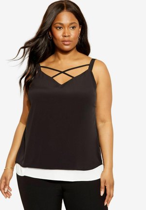 CROSS FRONT V NECK  - REGULAR FIT - Top - black