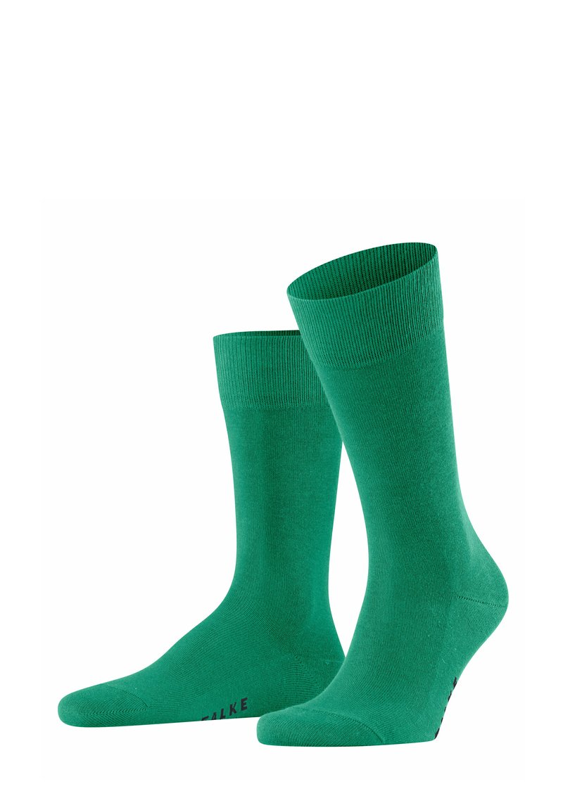 Zielone skarpetki bawełniane z prążkowanym wzorem, do kostki, o gładkiej fakturze. Zawierają subtelne oznakowanie w pobliżu strefy palców.