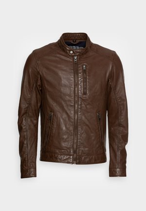 AGENT - Leather jacket - tobacco