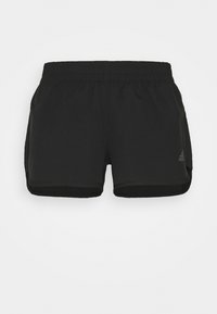 Svarta atletiska shorts med elastisk midjeresår, tillverkade av lätt material. Har en smal passform och en liten logotyp på nedre vänstra sidan.