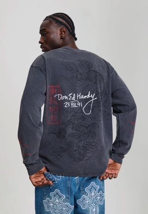 Ed Hardy, MENS FLYING TWIN DRAGON GRAPHIC LONG SLEEVE RELAXED T-SHIRT - Camiseta de manga larga - black