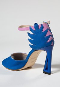 Jerelyn Creado Nolana High Heeled Sandals Art To Wear - Pink Blue Flame Leather, Size 39
