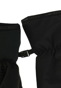 Gants d'hiver noirs avec un intérieur texturé et isolé et un extérieur lisse. Comprennent des sangles réglables pour un ajustement sécurisé.