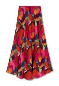 Aangestructureerde rok in een levendig bloemenpatroon met tinten rood, roze, groen en blauw. Gemaakt van lichtgewicht stof met een zachte textuur.
