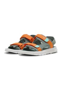 Puma EVOLVE BADE - Pohodni sandali - green moon orange glo aquatic