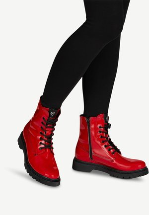 Enkellaarsjes met plateauzool - red