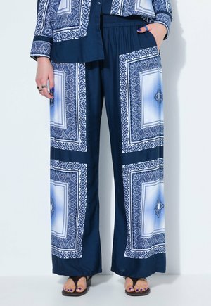 Studio Untold HOSE, WIDE LEGS, HIGH WAIST, TUCH-PRINT - Bukser - dark blue
