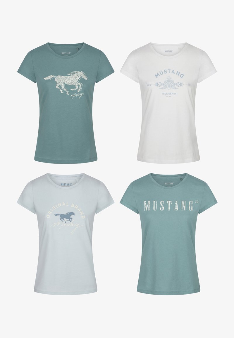 Mustang ALEXIA C LOGO 4ER PACK - T-shirt print - green