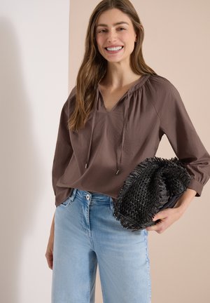 Cecil, 3/4-ARM BLUSE MIT SPLIT NECK IN UNIFARBE - Bluse - urban taupe