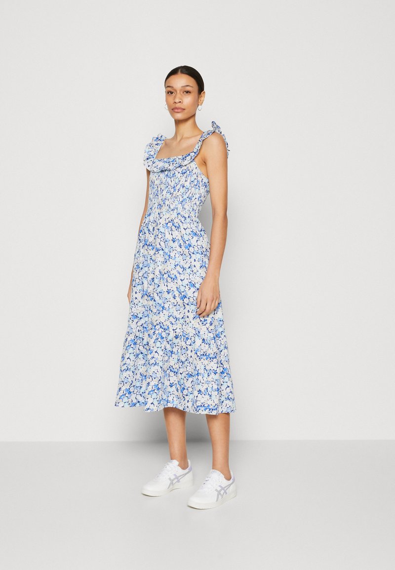 GAP RUFFLE NECK MIDI Day dress ditsy blue/blue Zalando.ie