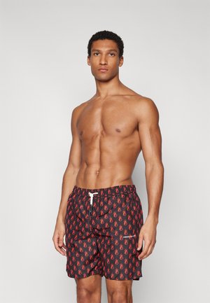 SWIMWEAR WITH ALL OVER ICONIC FLAME  AND LOGO - Shorts da mare - black/red