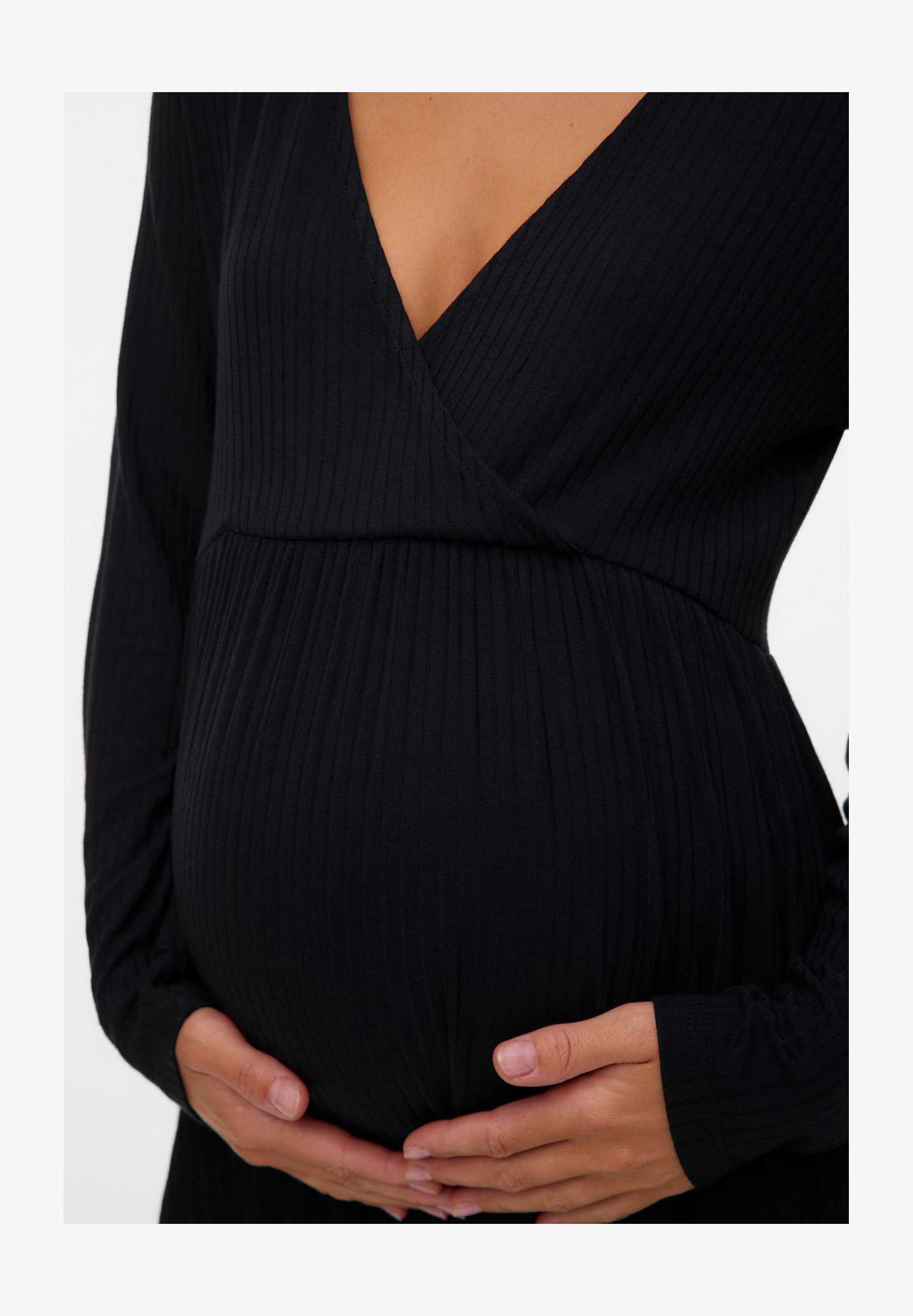 Mamalicious Abito Premaman Lungo, Aderente, In Cotone Bio Ed Elastan, Maniche Lunghe, Comodo Per La Gravidanza