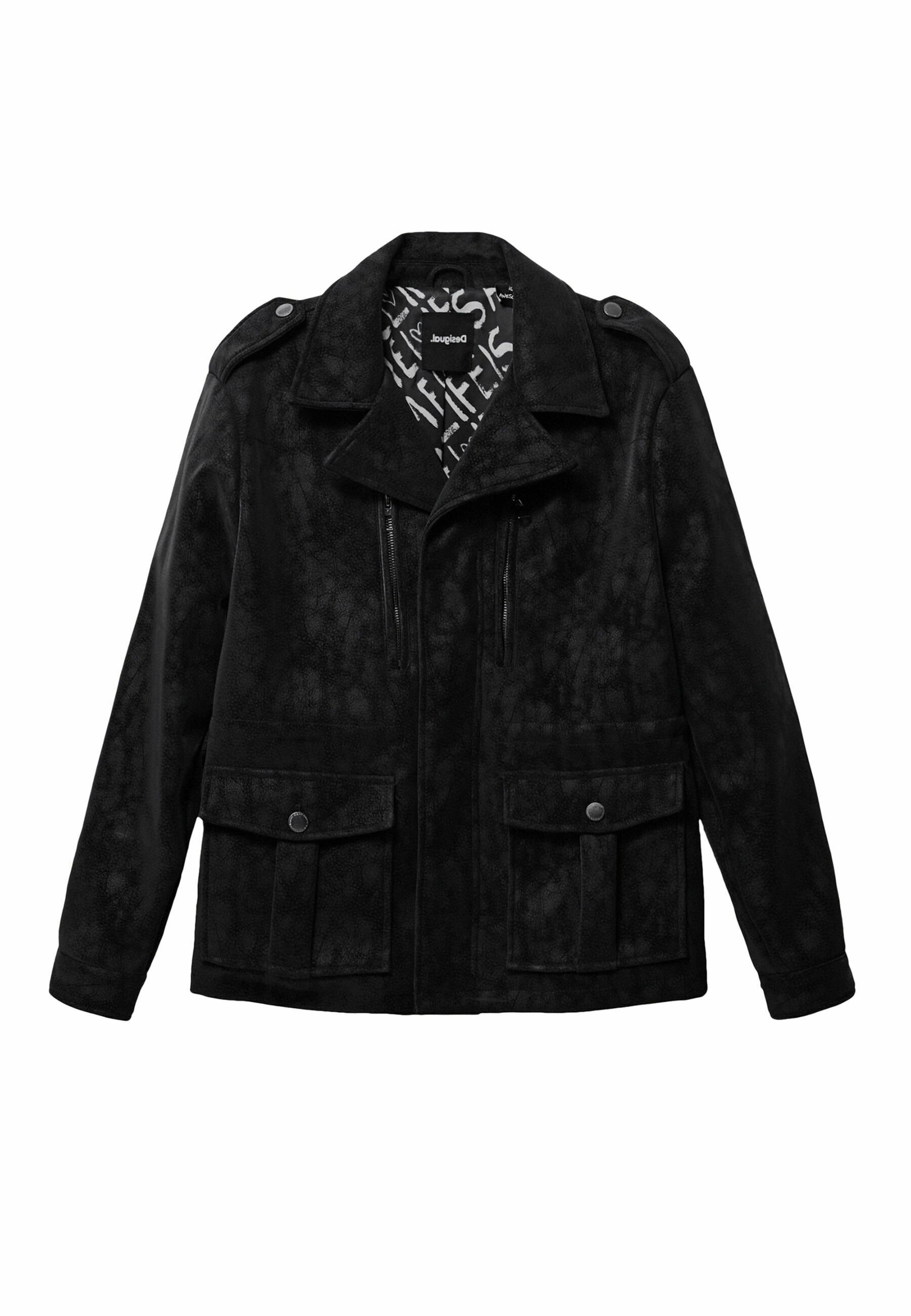 Desigual Chaqueta de cuero sintético - black/negro - Zalando.es