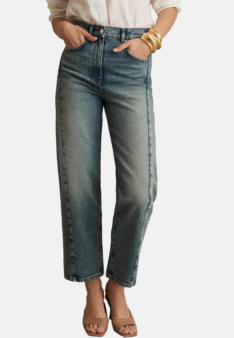 Reiss BARREL LEG SEAM  - Sirgete säärtega teksad - mid blue